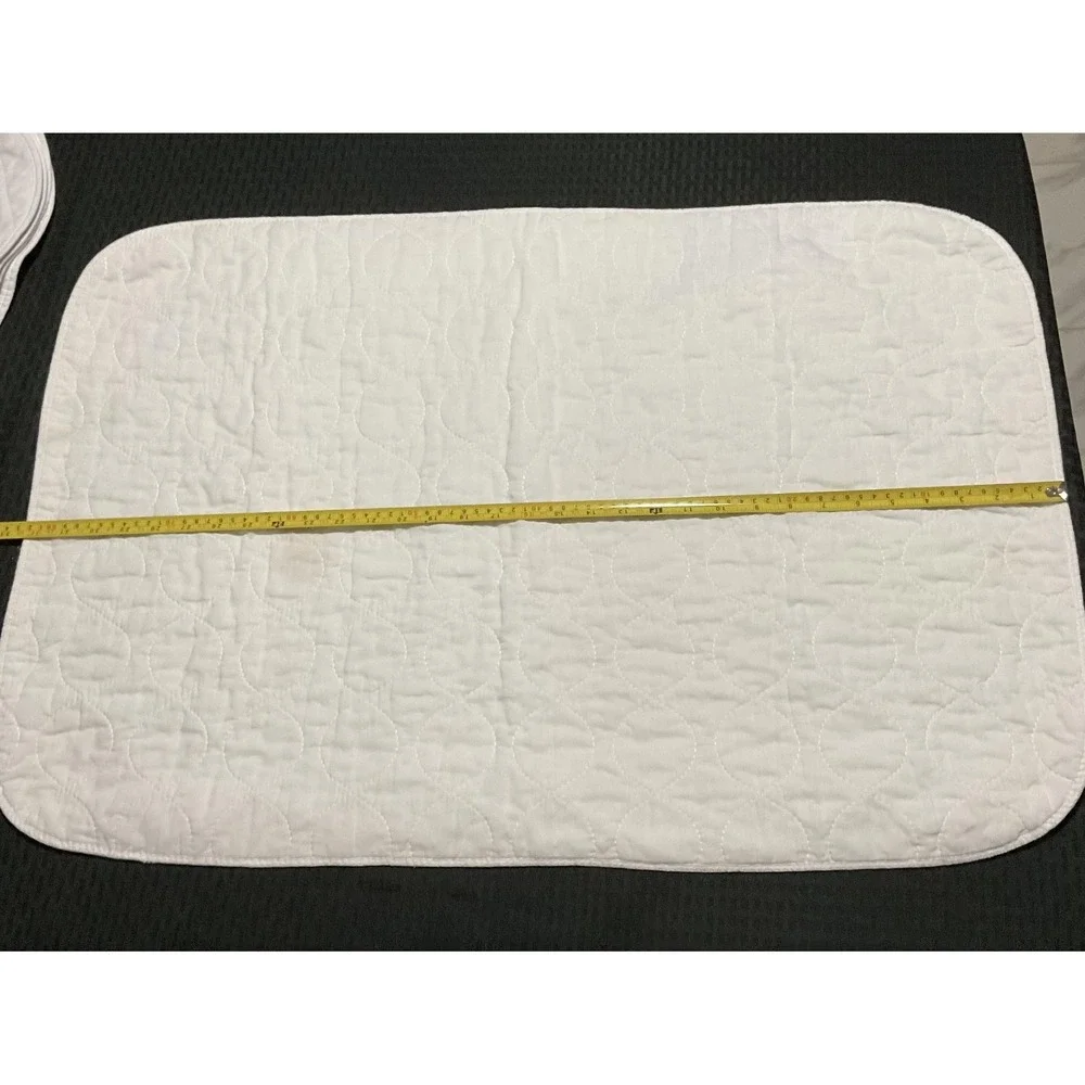 Quilted Waterproof Crib Mattress Pad White Cotton Blend With Oval 5pc Liners Set